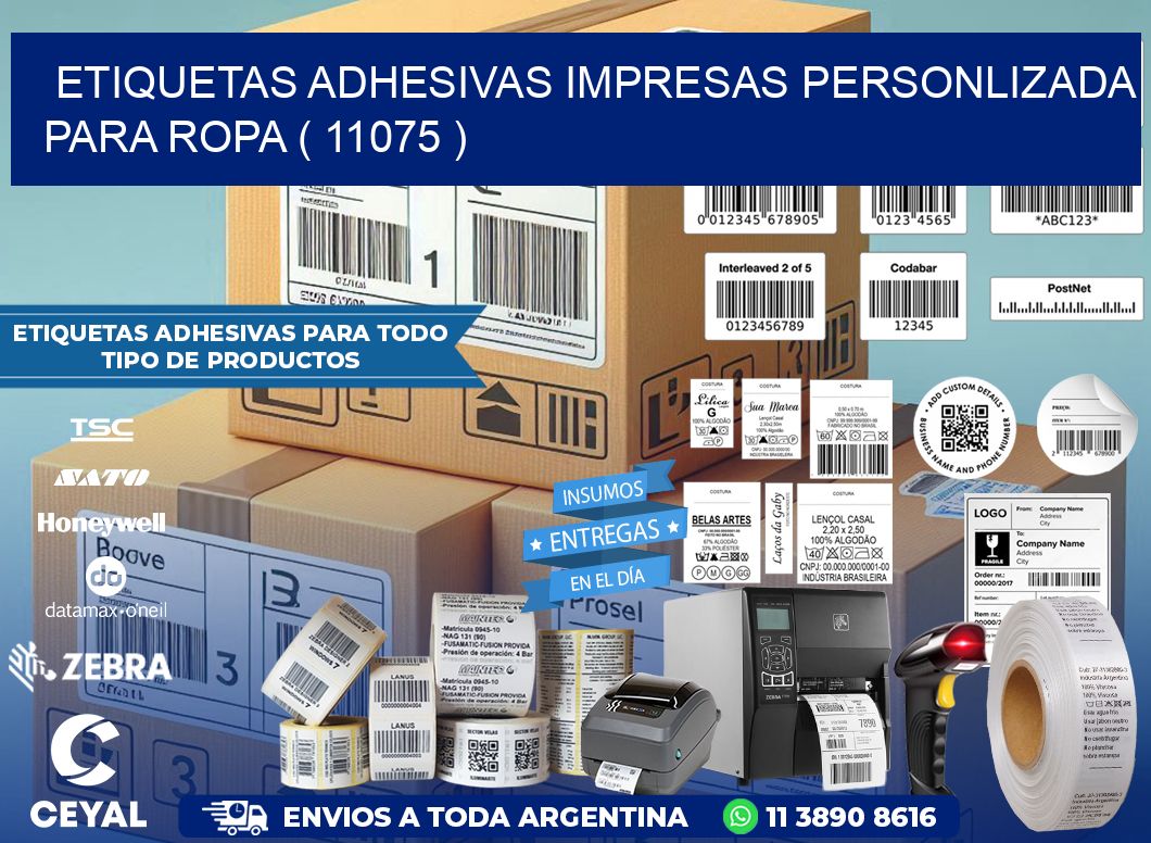 ETIQUETAS ADHESIVAS IMPRESAS PERSONLIZADA PARA ROPA ( 11075 )