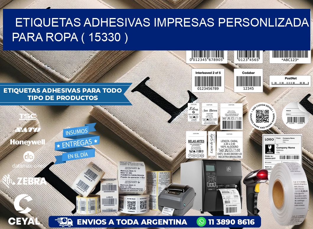 ETIQUETAS ADHESIVAS IMPRESAS PERSONLIZADA PARA ROPA ( 15330 )