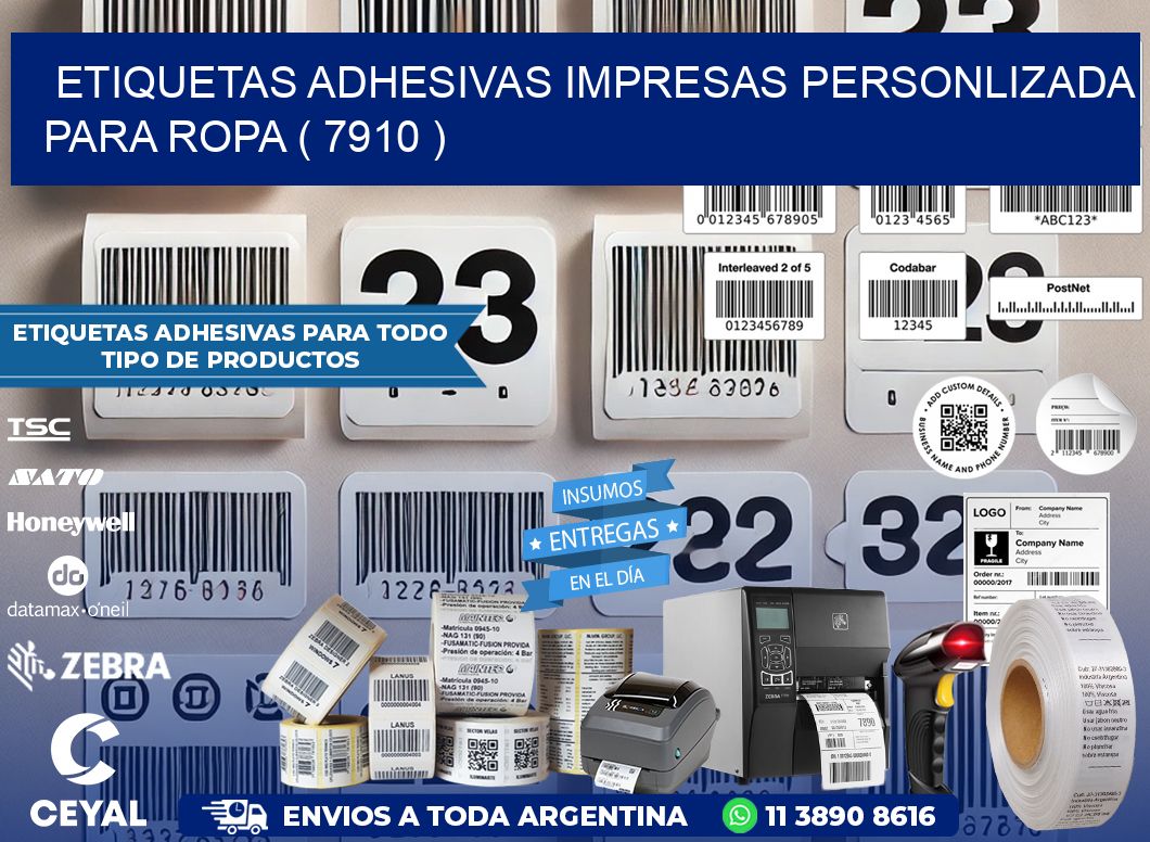 ETIQUETAS ADHESIVAS IMPRESAS PERSONLIZADA PARA ROPA ( 7910 )