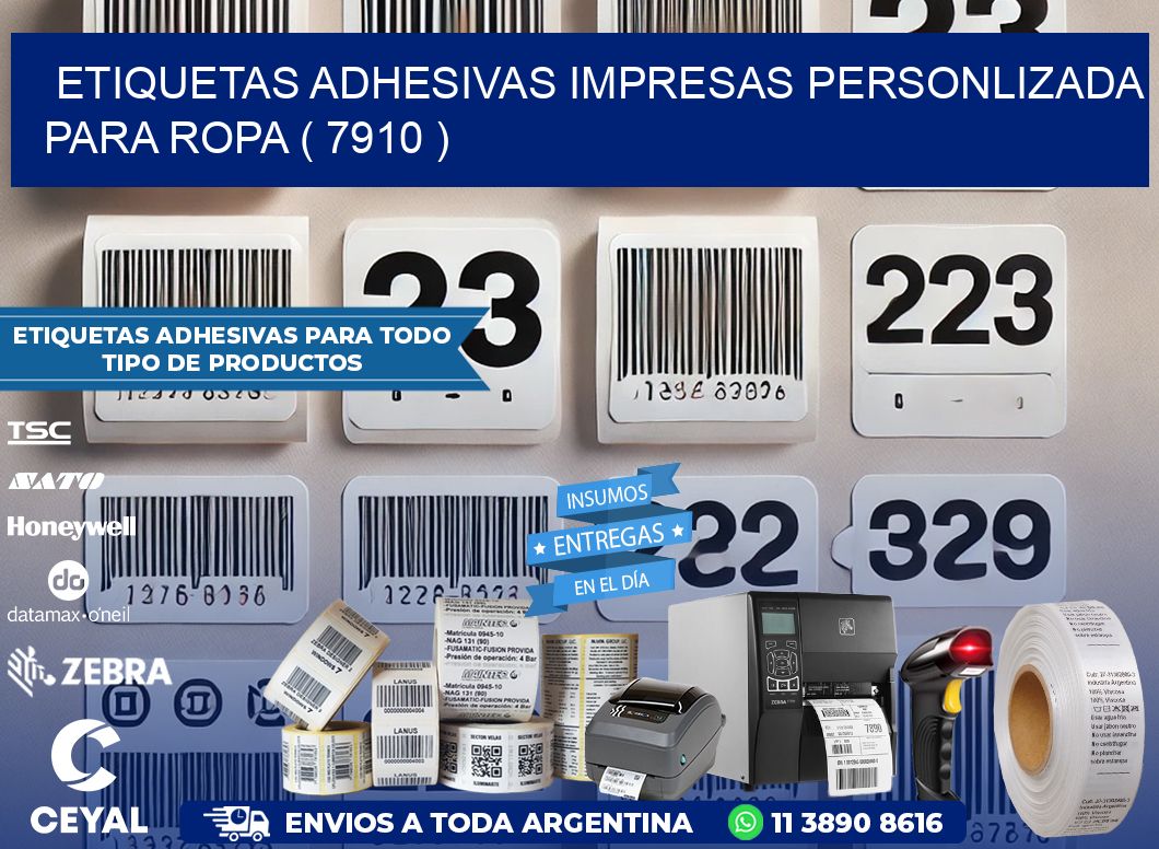 ETIQUETAS ADHESIVAS IMPRESAS PERSONLIZADA PARA ROPA ( 7910 )