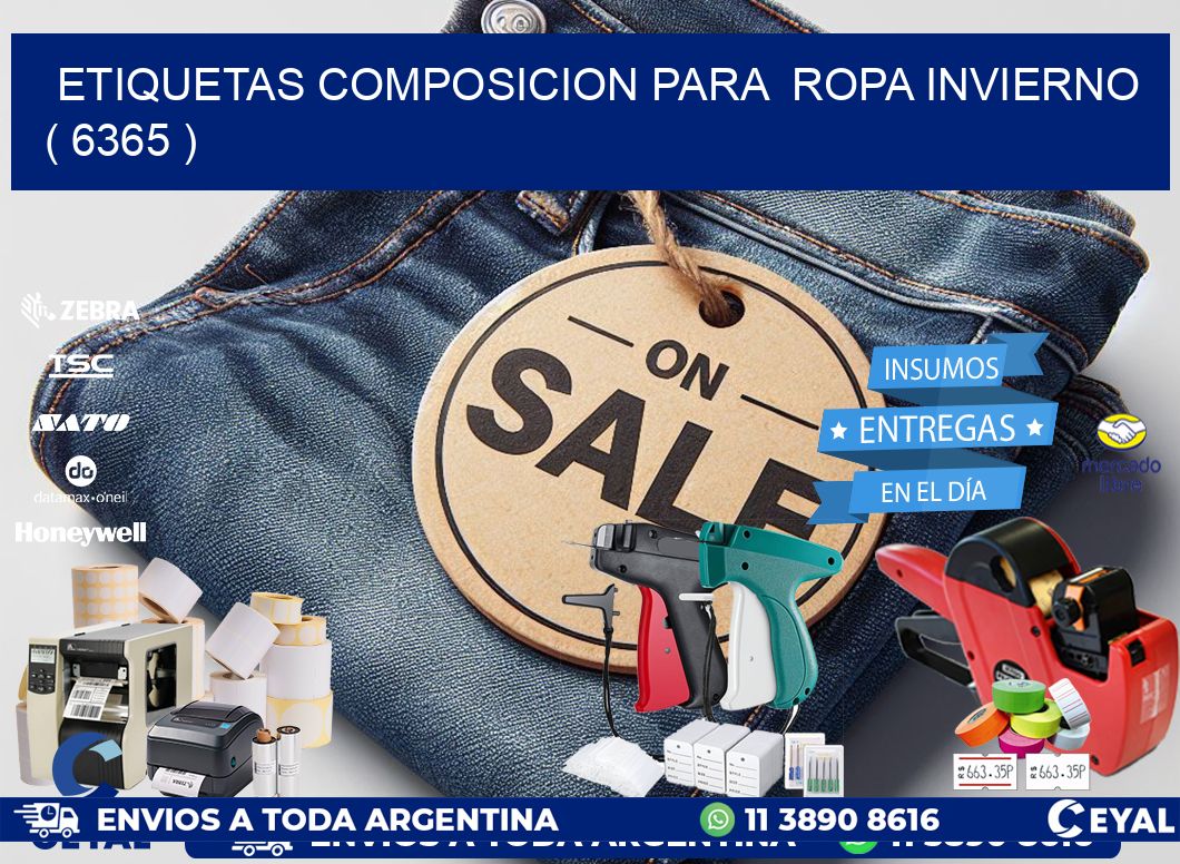 ETIQUETAS COMPOSICION PARA  ROPA INVIERNO   ( 6365 )