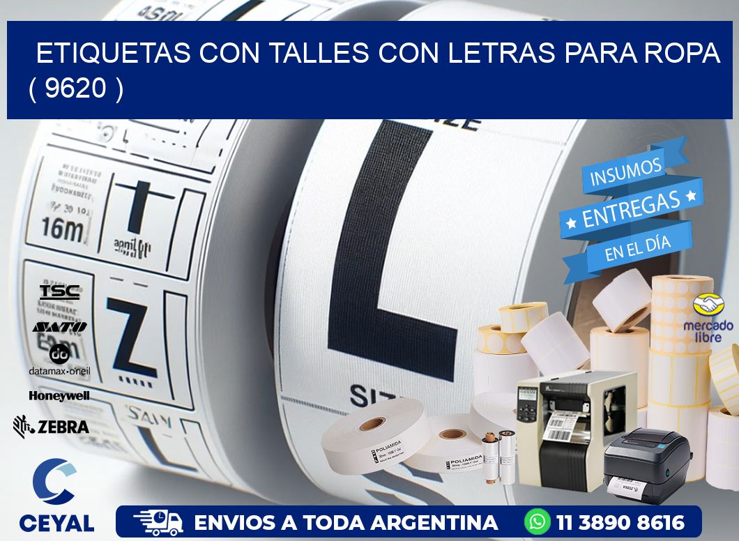 ETIQUETAS CON TALLES CON LETRAS PARA ROPA   ( 9620 )