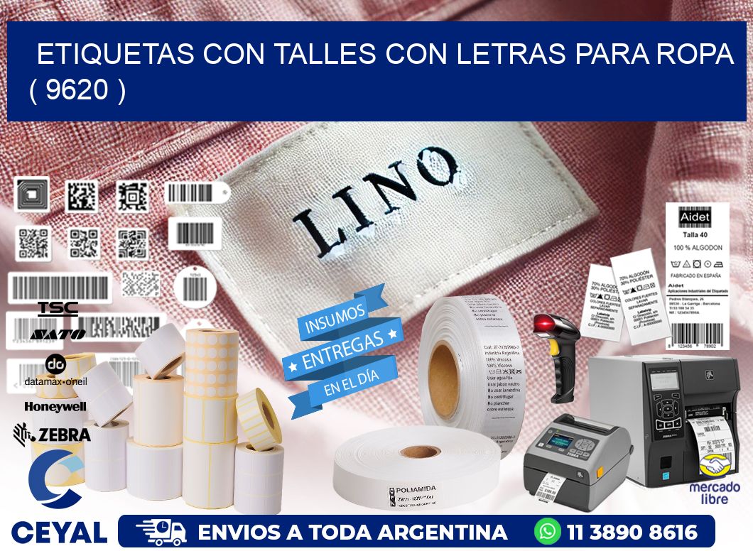 ETIQUETAS CON TALLES CON LETRAS PARA ROPA   ( 9620 )