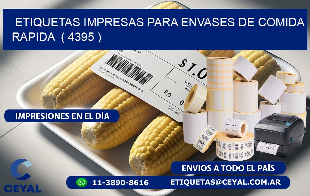 ETIQUETAS IMPRESAS PARA ENVASES DE COMIDA RAPIDA  ( 4395 )