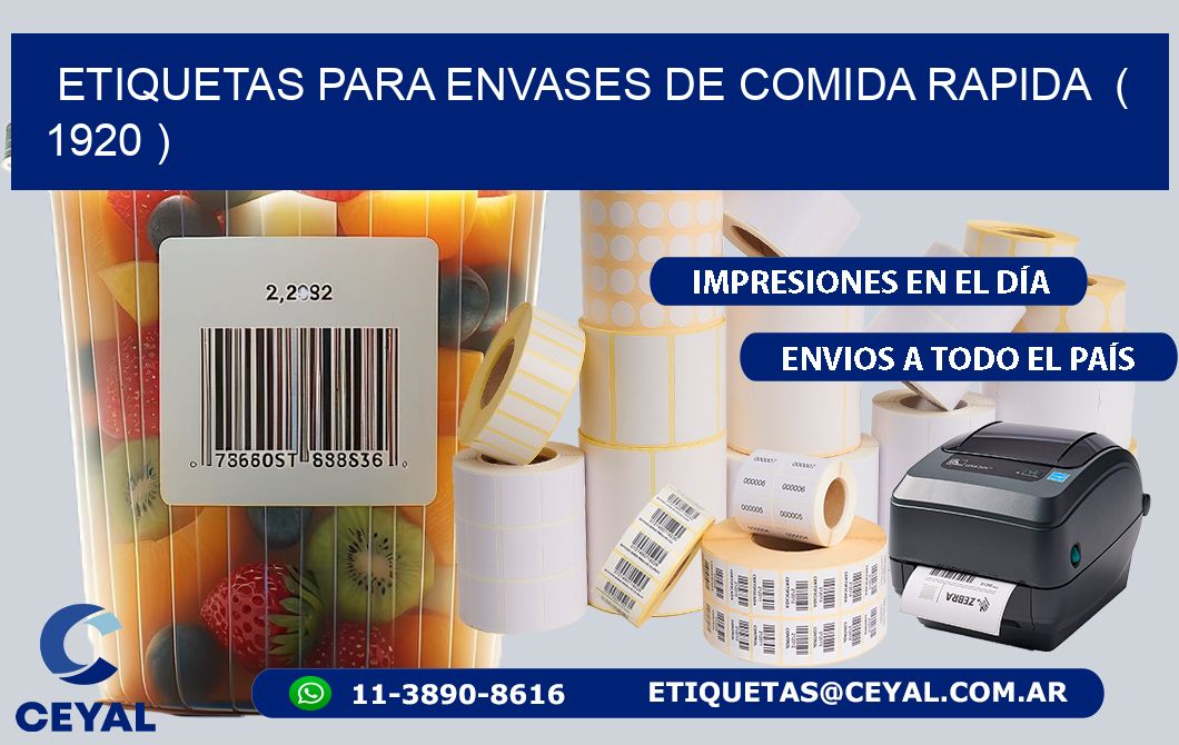 ETIQUETAS PARA ENVASES DE COMIDA RAPIDA  ( 1920 )