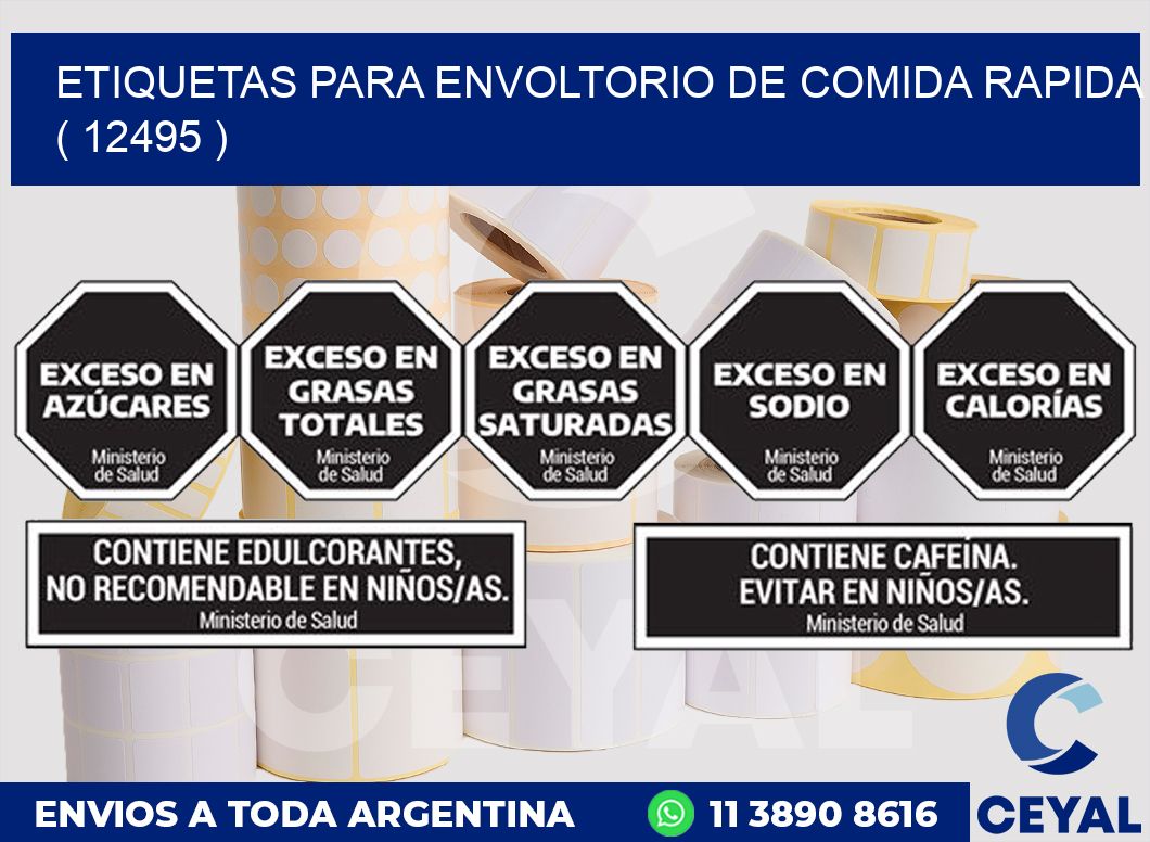 ETIQUETAS PARA ENVOLTORIO DE COMIDA RAPIDA  ( 12495 )