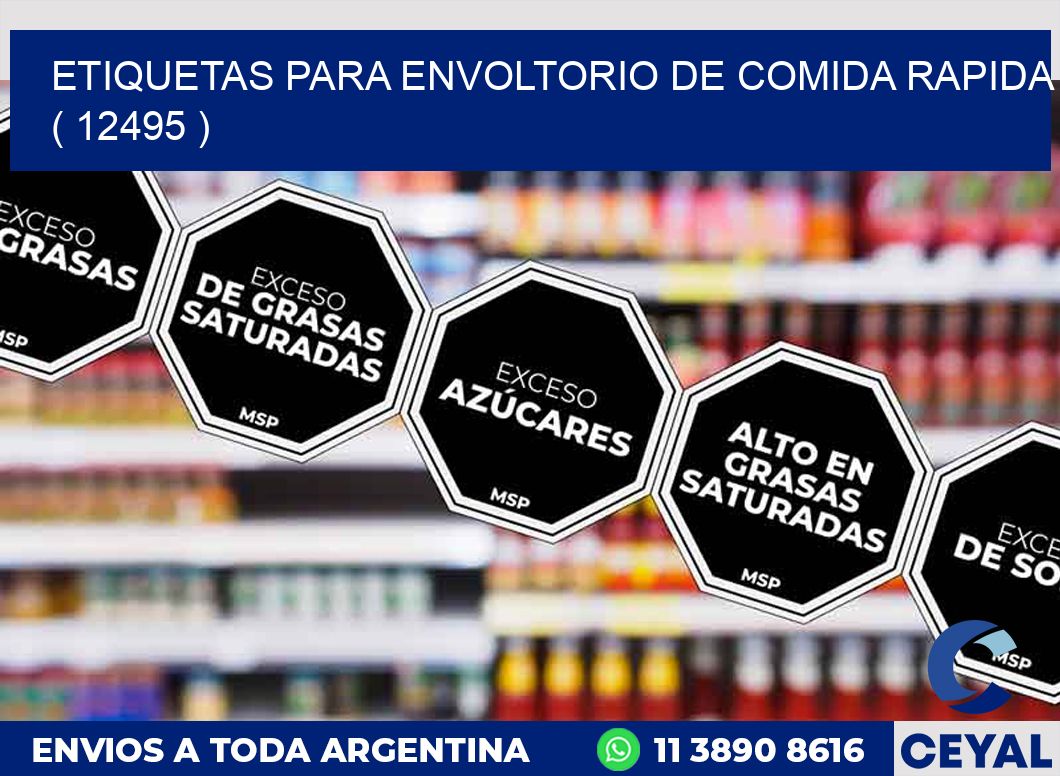 ETIQUETAS PARA ENVOLTORIO DE COMIDA RAPIDA  ( 12495 )