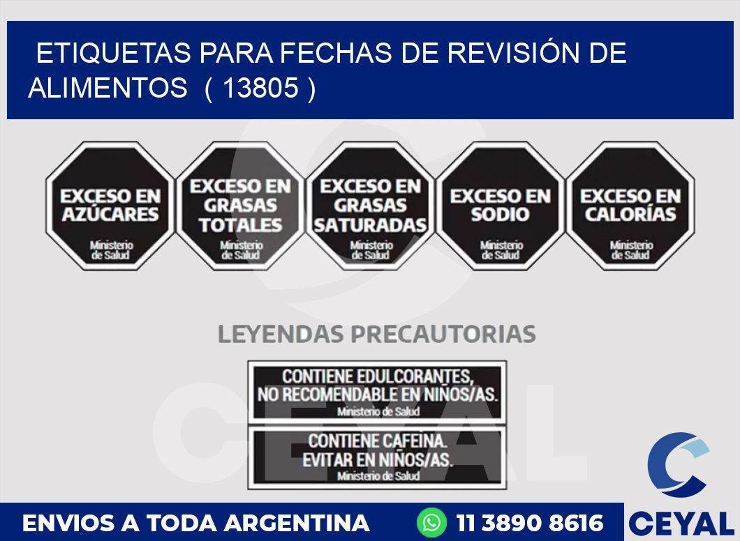 ETIQUETAS PARA FECHAS DE REVISIÓN DE ALIMENTOS ( 13805 )