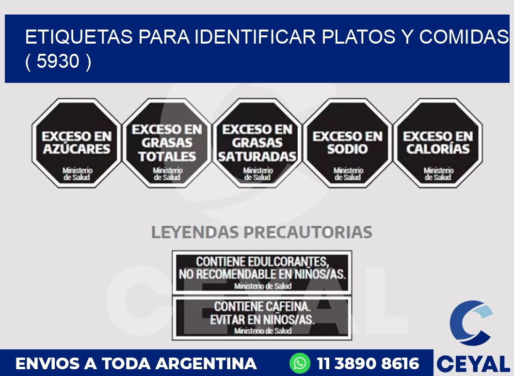 ETIQUETAS PARA IDENTIFICAR PLATOS Y COMIDAS  ( 5930 )