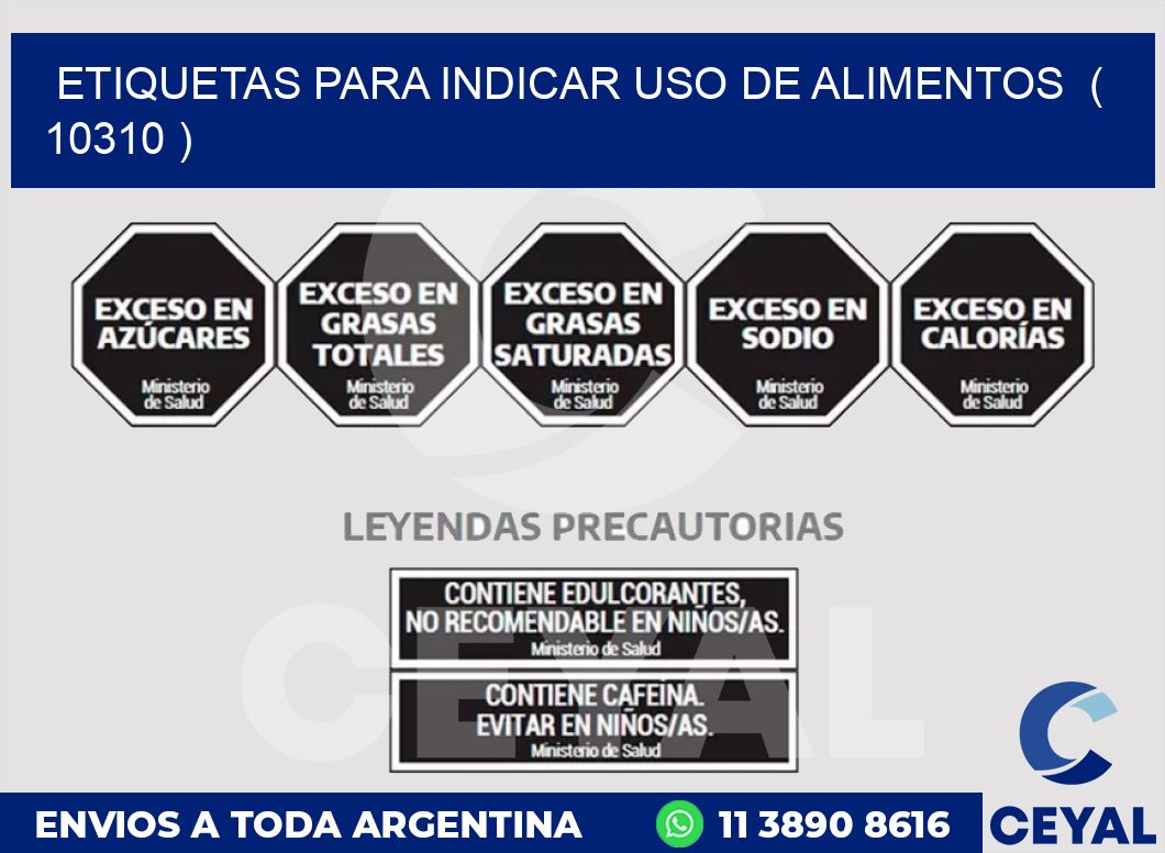 ETIQUETAS PARA INDICAR USO DE ALIMENTOS  ( 10310 )