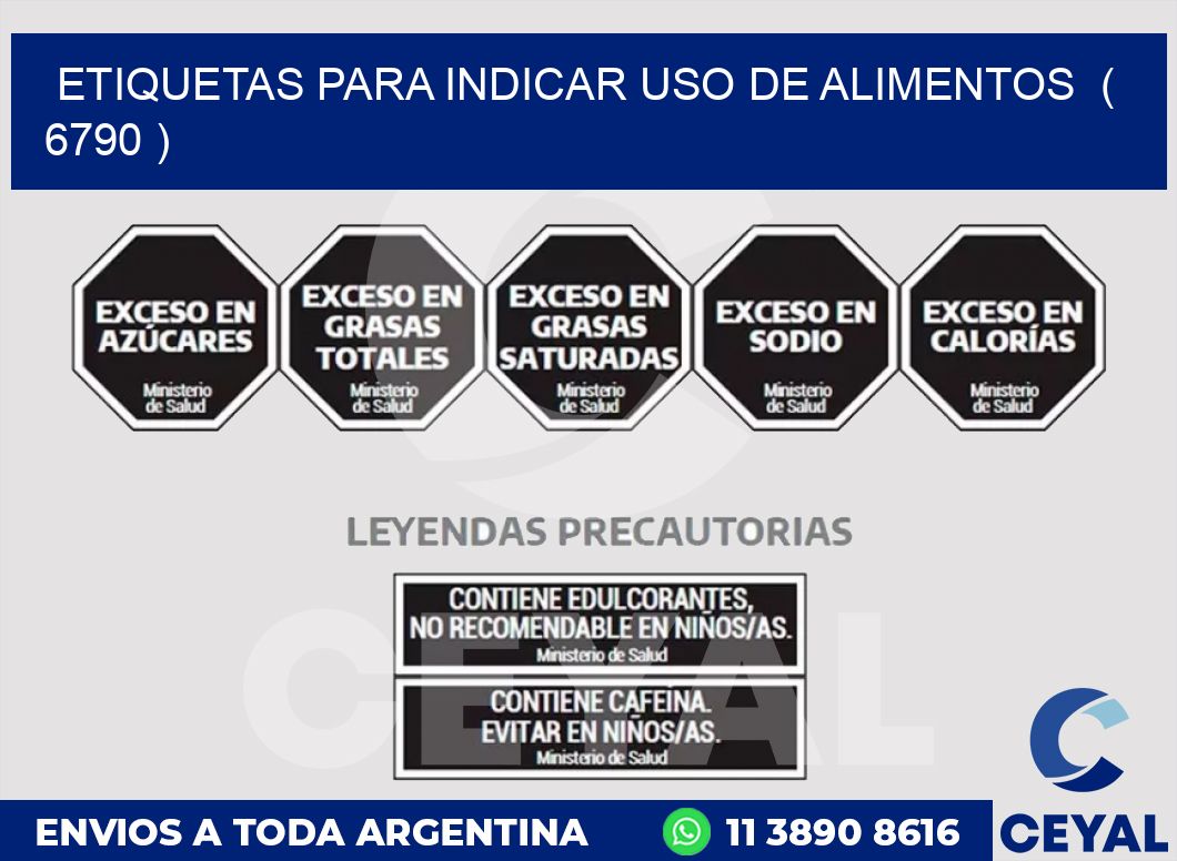 ETIQUETAS PARA INDICAR USO DE ALIMENTOS  ( 6790 )