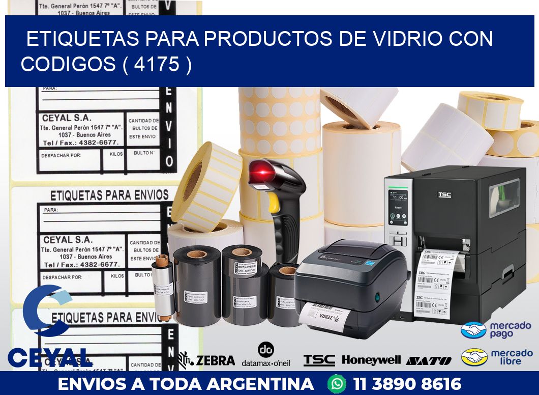 ETIQUETAS PARA PRODUCTOS DE VIDRIO CON CODIGOS ( 4175 )