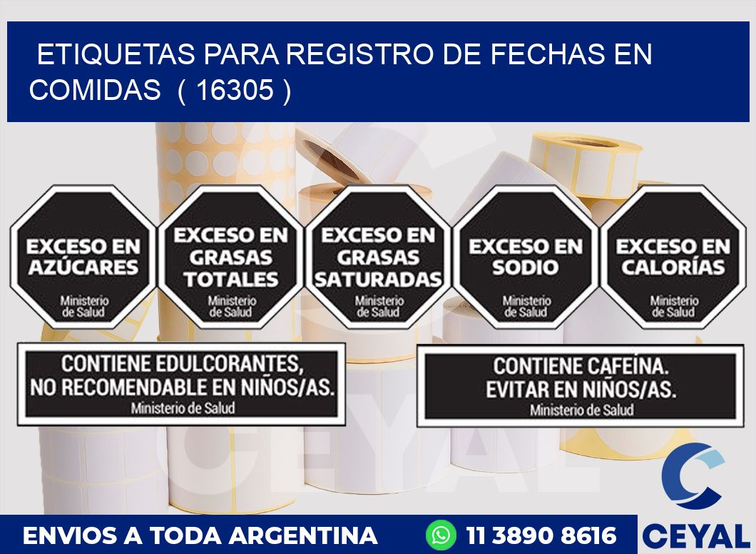 ETIQUETAS PARA REGISTRO DE FECHAS EN COMIDAS ( 16305 )