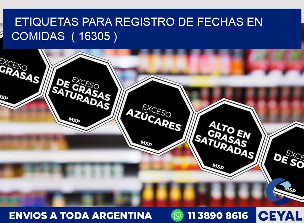 ETIQUETAS PARA REGISTRO DE FECHAS EN COMIDAS ( 16305 )