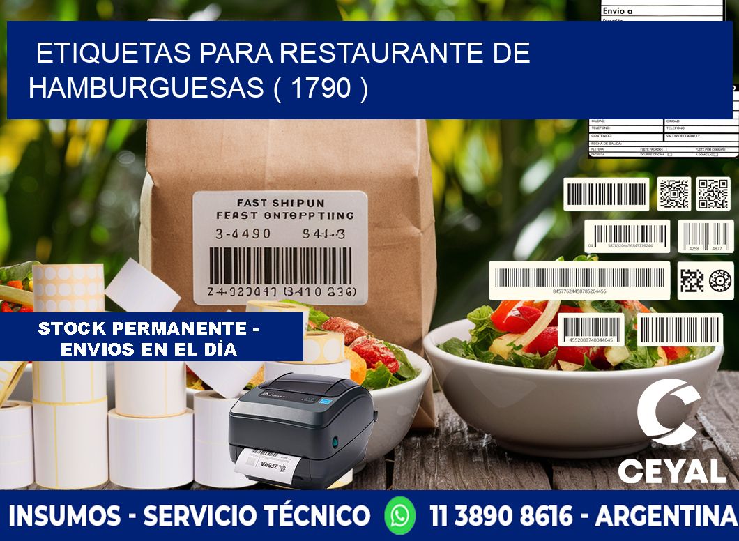 ETIQUETAS PARA RESTAURANTE DE HAMBURGUESAS ( 1790 )