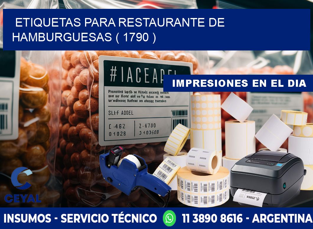 ETIQUETAS PARA RESTAURANTE DE HAMBURGUESAS ( 1790 )