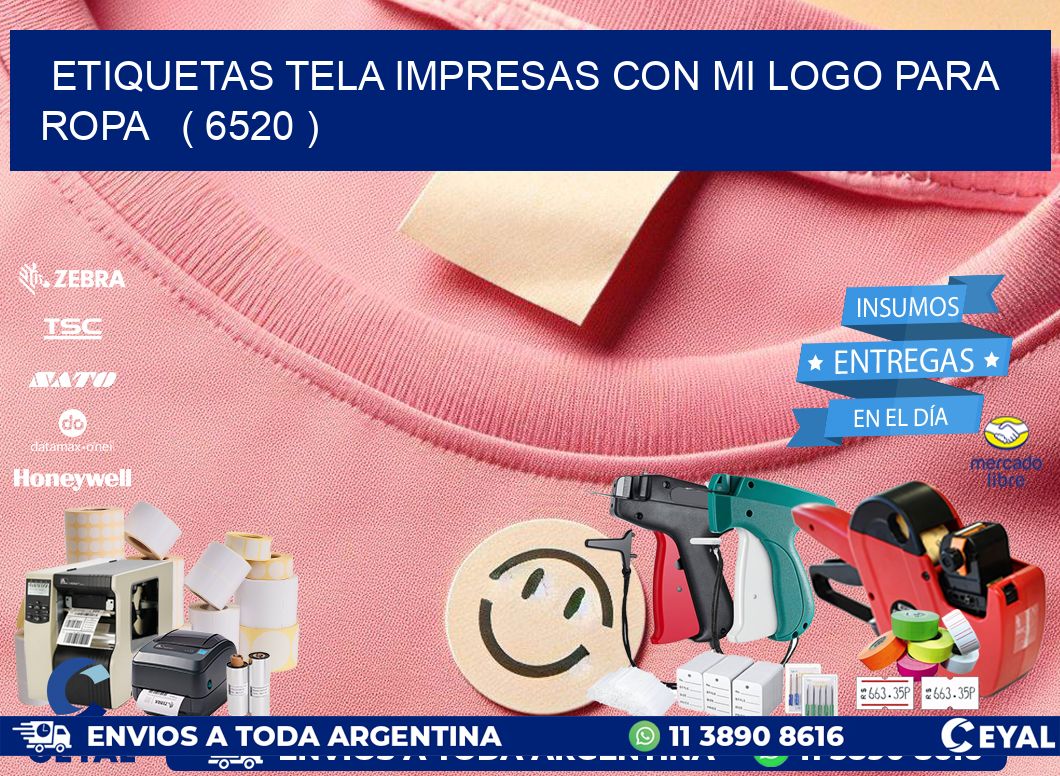 ETIQUETAS TELA IMPRESAS CON MI LOGO PARA ROPA   ( 6520 )