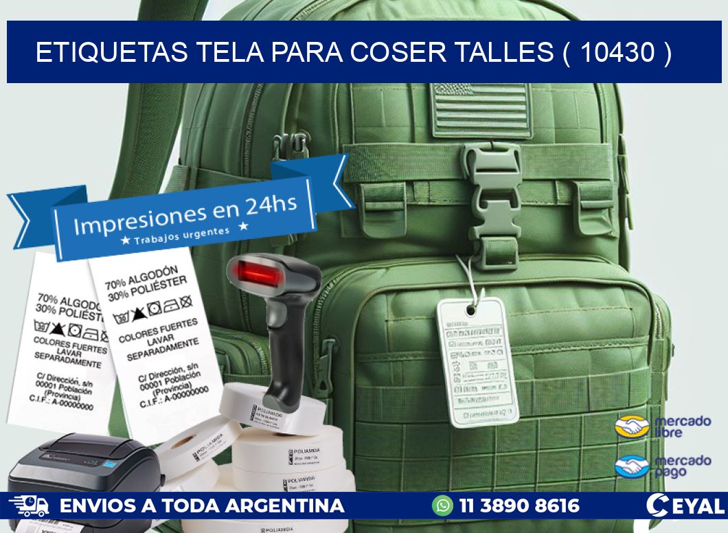 ETIQUETAS TELA PARA COSER TALLES ( 10430 )