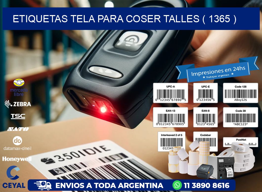 ETIQUETAS TELA PARA COSER TALLES ( 1365 )