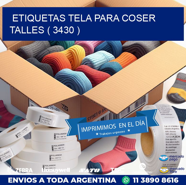 ETIQUETAS TELA PARA COSER TALLES ( 3430 )