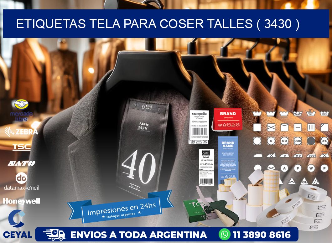 ETIQUETAS TELA PARA COSER TALLES ( 3430 )