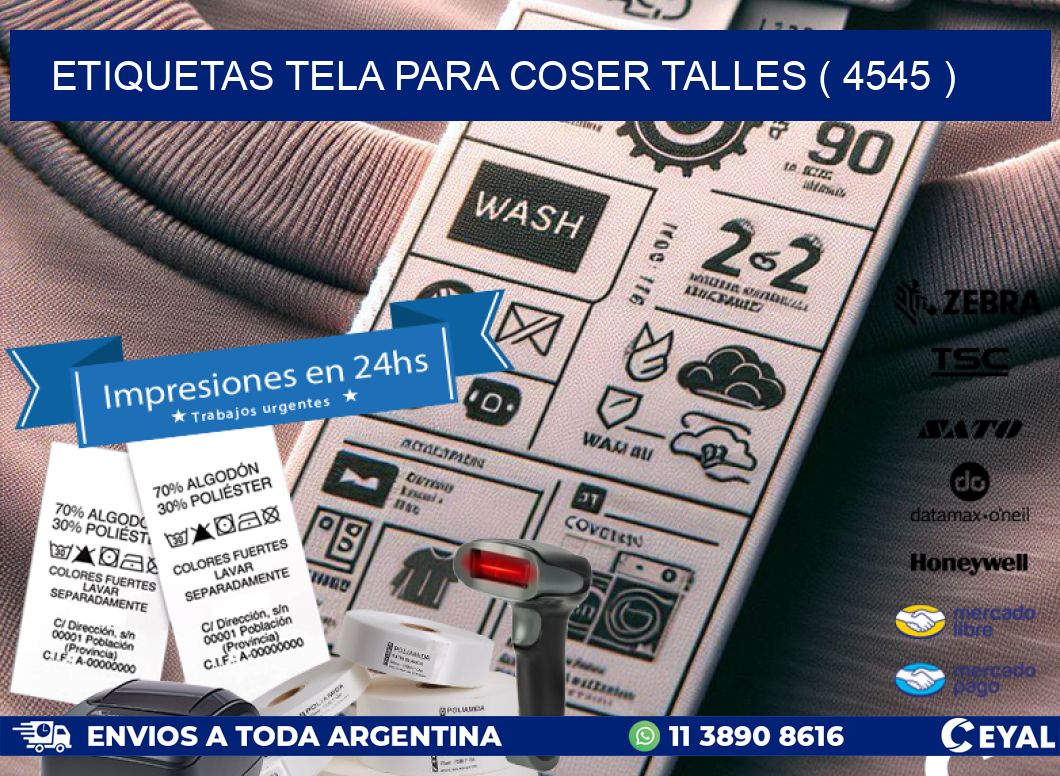 ETIQUETAS TELA PARA COSER TALLES ( 4545 )