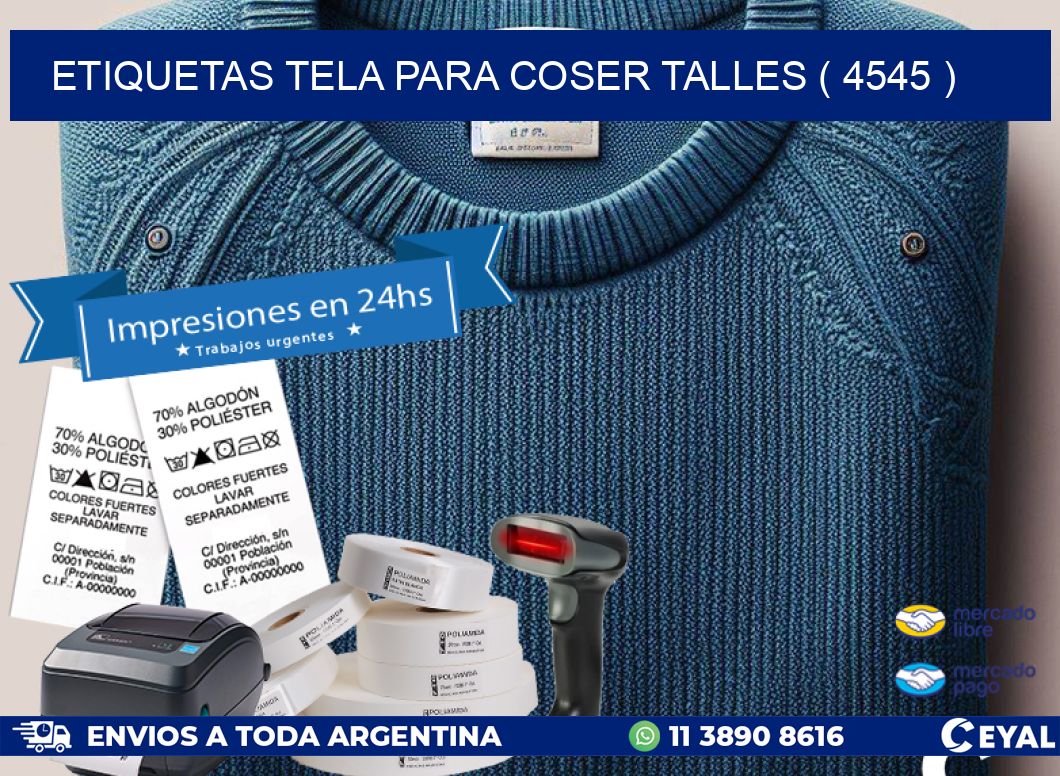 ETIQUETAS TELA PARA COSER TALLES ( 4545 )