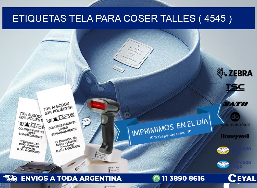 ETIQUETAS TELA PARA COSER TALLES ( 4545 )
