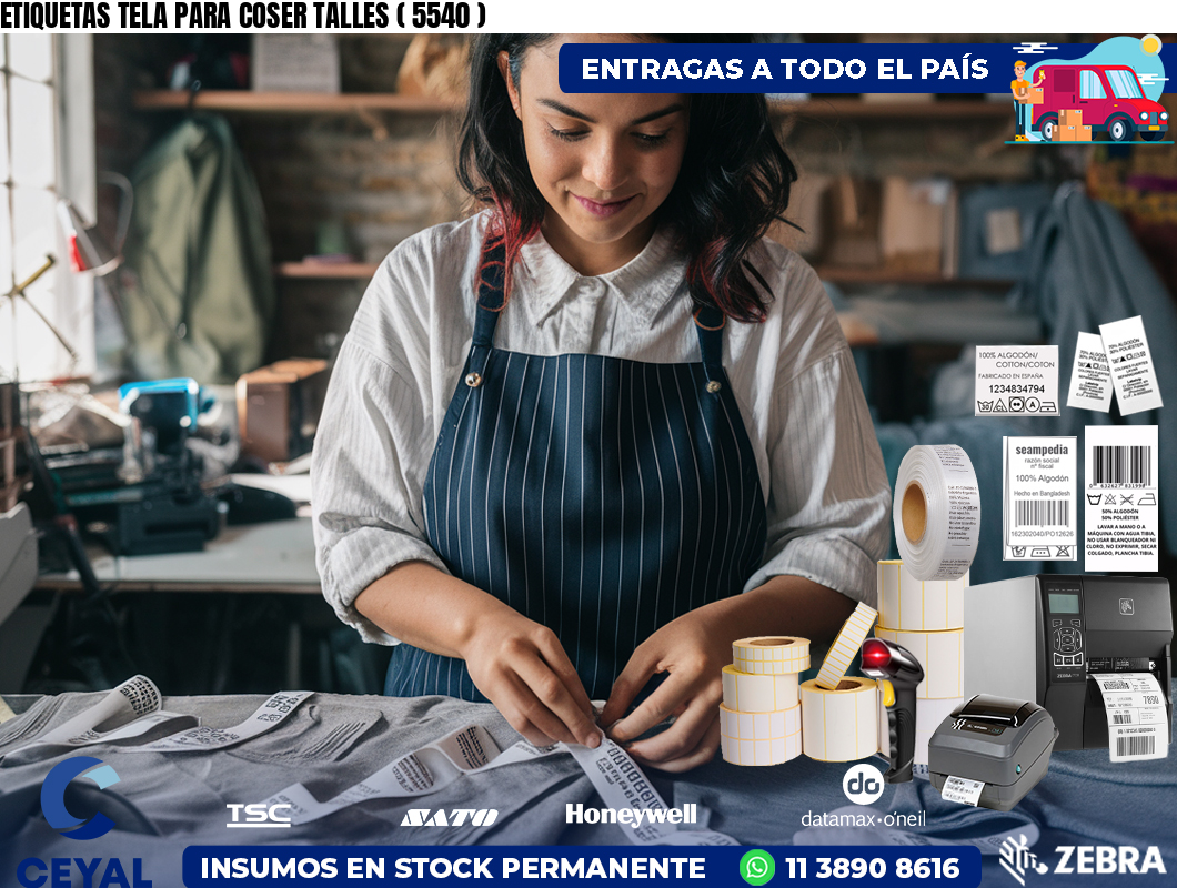 ETIQUETAS TELA PARA COSER TALLES ( 5540 )