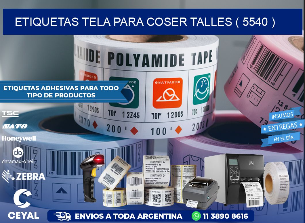 ETIQUETAS TELA PARA COSER TALLES ( 5540 )