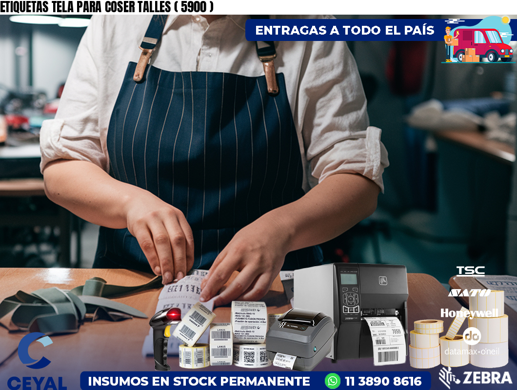 ETIQUETAS TELA PARA COSER TALLES ( 5900 )