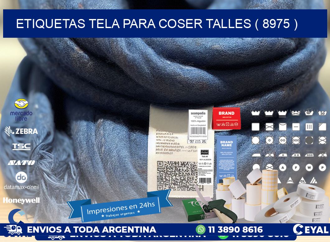 ETIQUETAS TELA PARA COSER TALLES ( 8975 )
