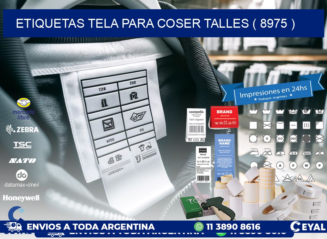 ETIQUETAS TELA PARA COSER TALLES ( 8975 )