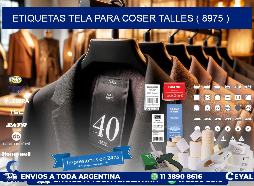 ETIQUETAS TELA PARA COSER TALLES ( 8975 )