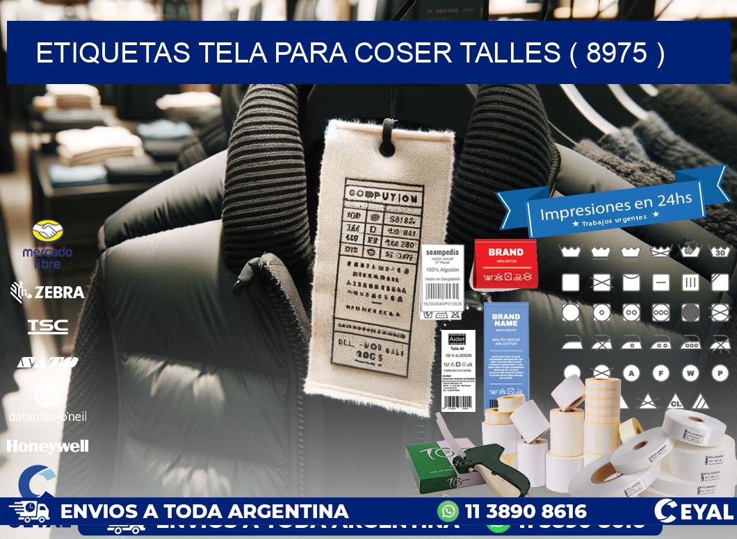 ETIQUETAS TELA PARA COSER TALLES ( 8975 )