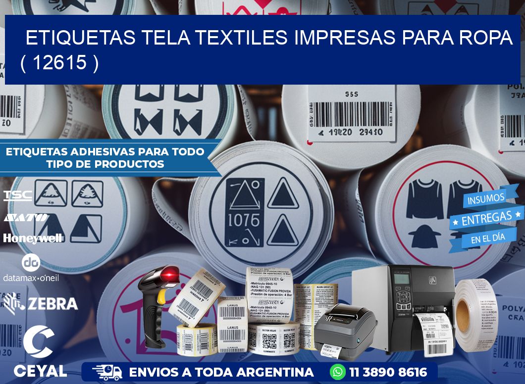 ETIQUETAS TELA TEXTILES IMPRESAS PARA ROPA   ( 12615 )