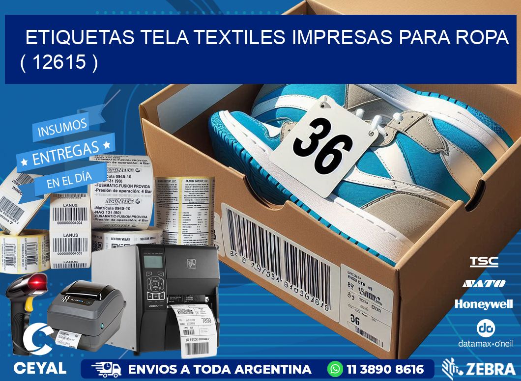 ETIQUETAS TELA TEXTILES IMPRESAS PARA ROPA   ( 12615 )