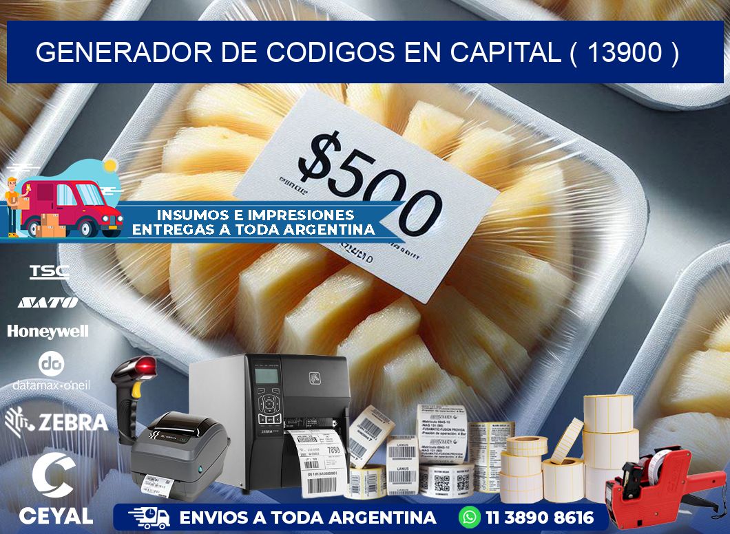 GENERADOR DE CODIGOS EN CAPITAL ( 13900 )