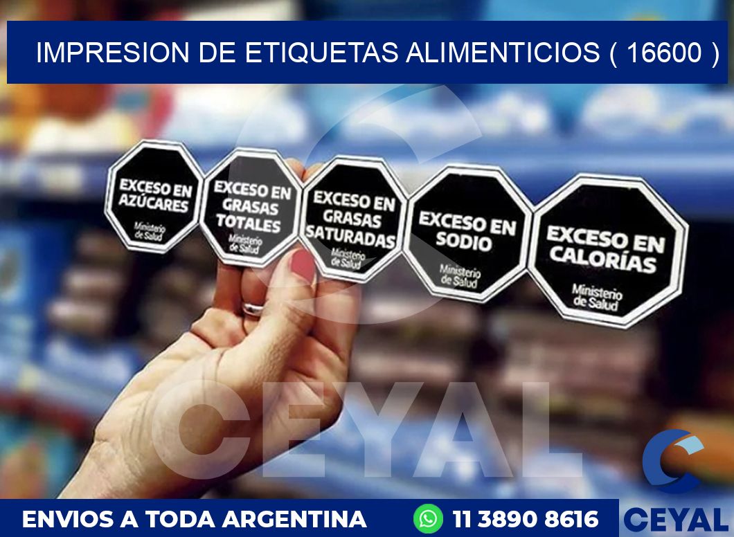 IMPRESION DE ETIQUETAS ALIMENTICIOS ( 16600 )
