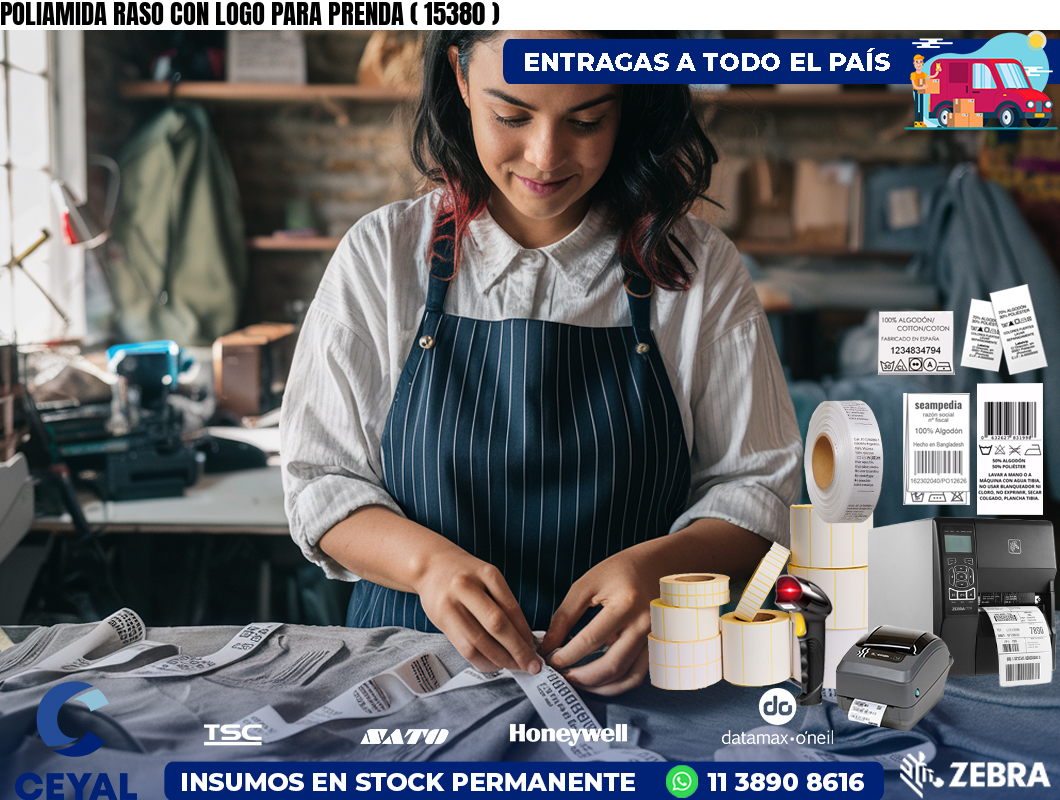 POLIAMIDA RASO CON LOGO PARA PRENDA ( 15380 )