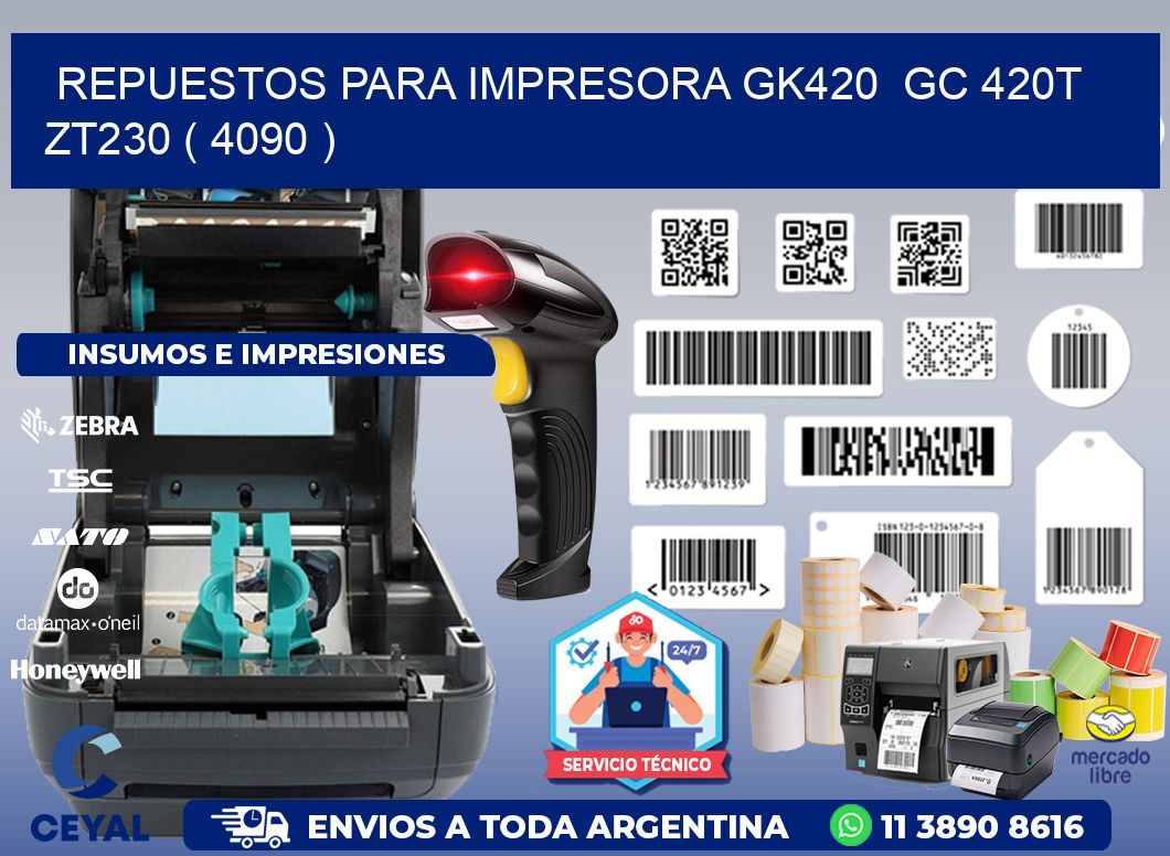 REPUESTOS PARA IMPRESORA GK420  GC 420T ZT230 ( 4090 )