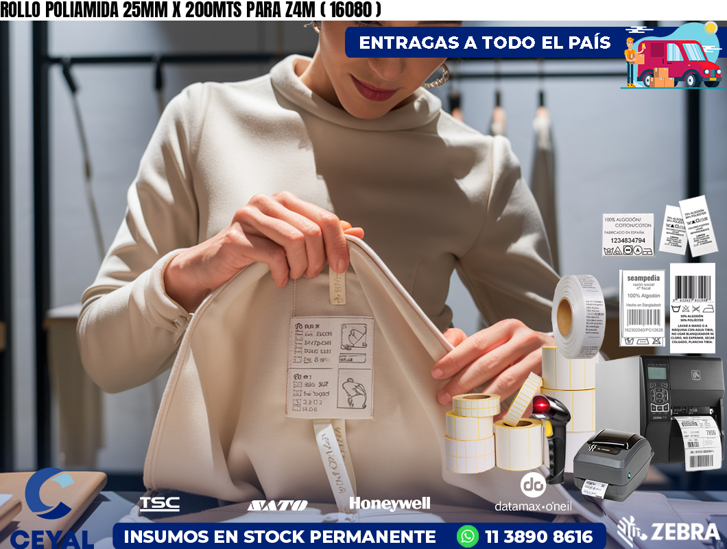 ROLLO POLIAMIDA 25MM X 200MTS PARA Z4M ( 16080 )
