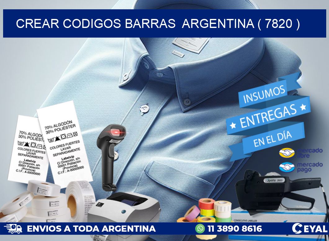 crear codigos barras  argentina ( 7820 )