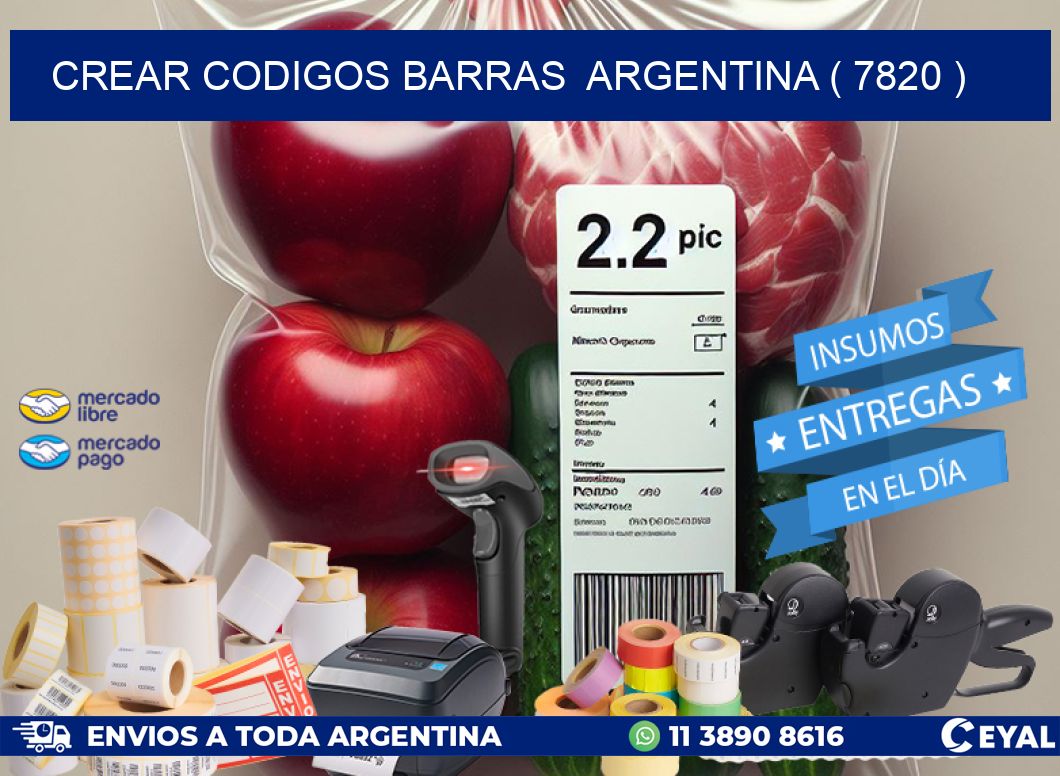 crear codigos barras  argentina ( 7820 )
