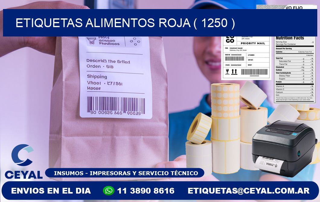etiquetas alimentos roja ( 1250 )