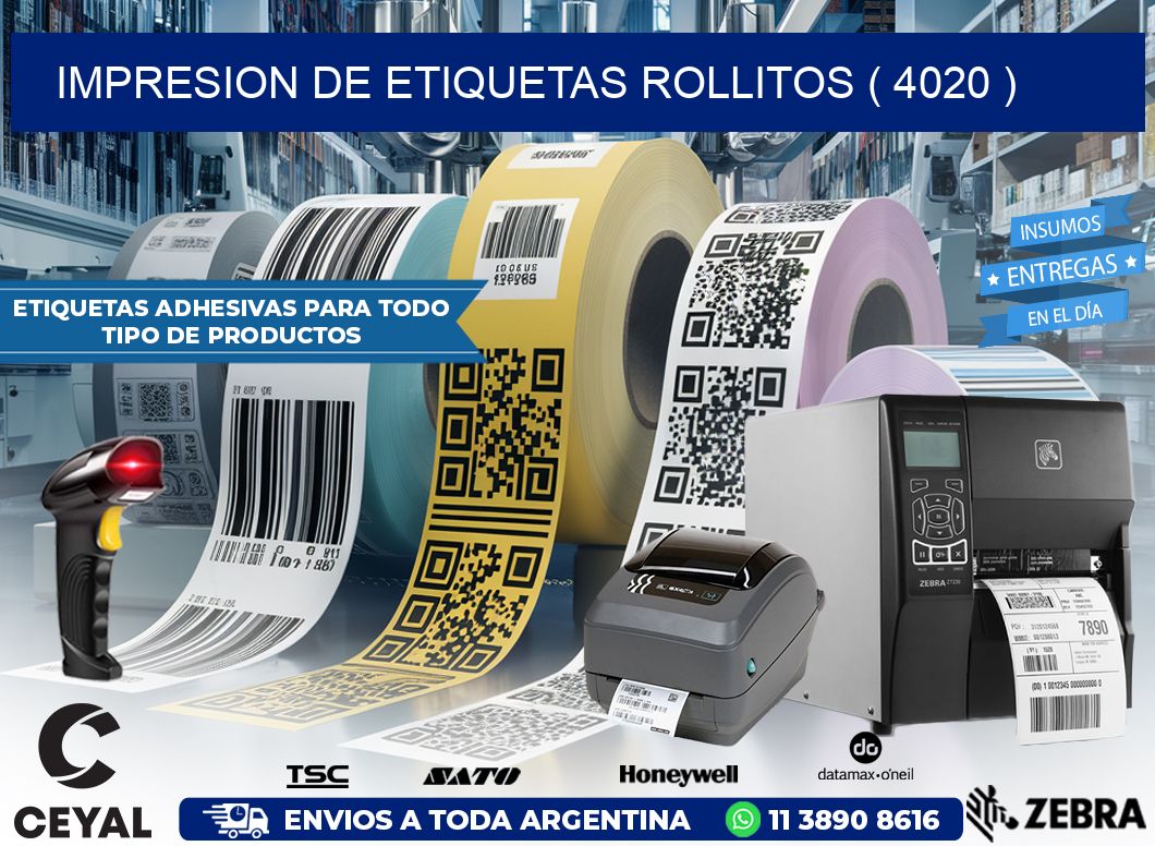impresion de etiquetas rollitos ( 4020 )