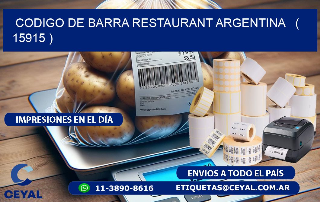 CODIGO DE BARRA RESTAURANT ARGENTINA   ( 15915 )