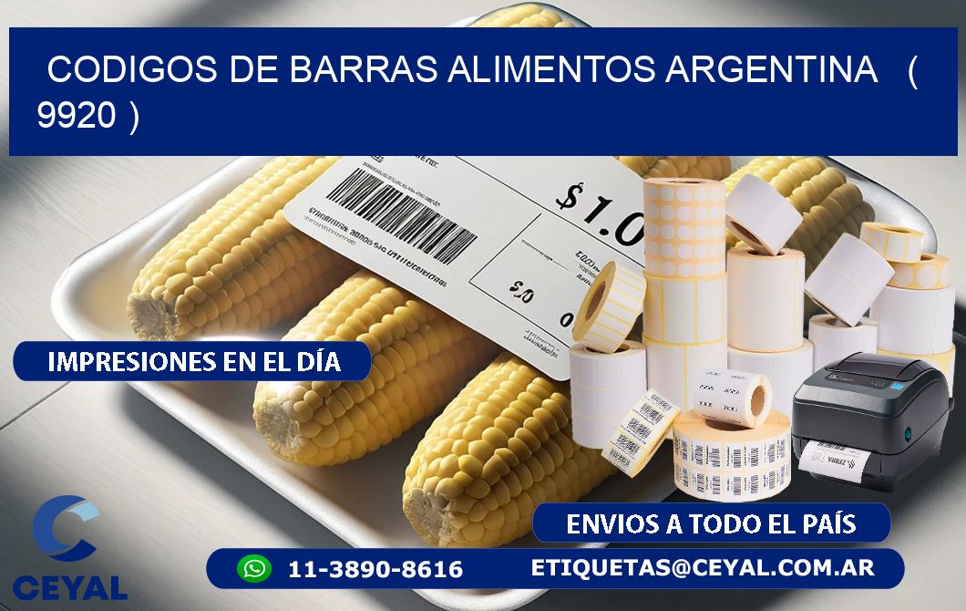 CODIGOS DE BARRAS ALIMENTOS ARGENTINA   ( 9920 )