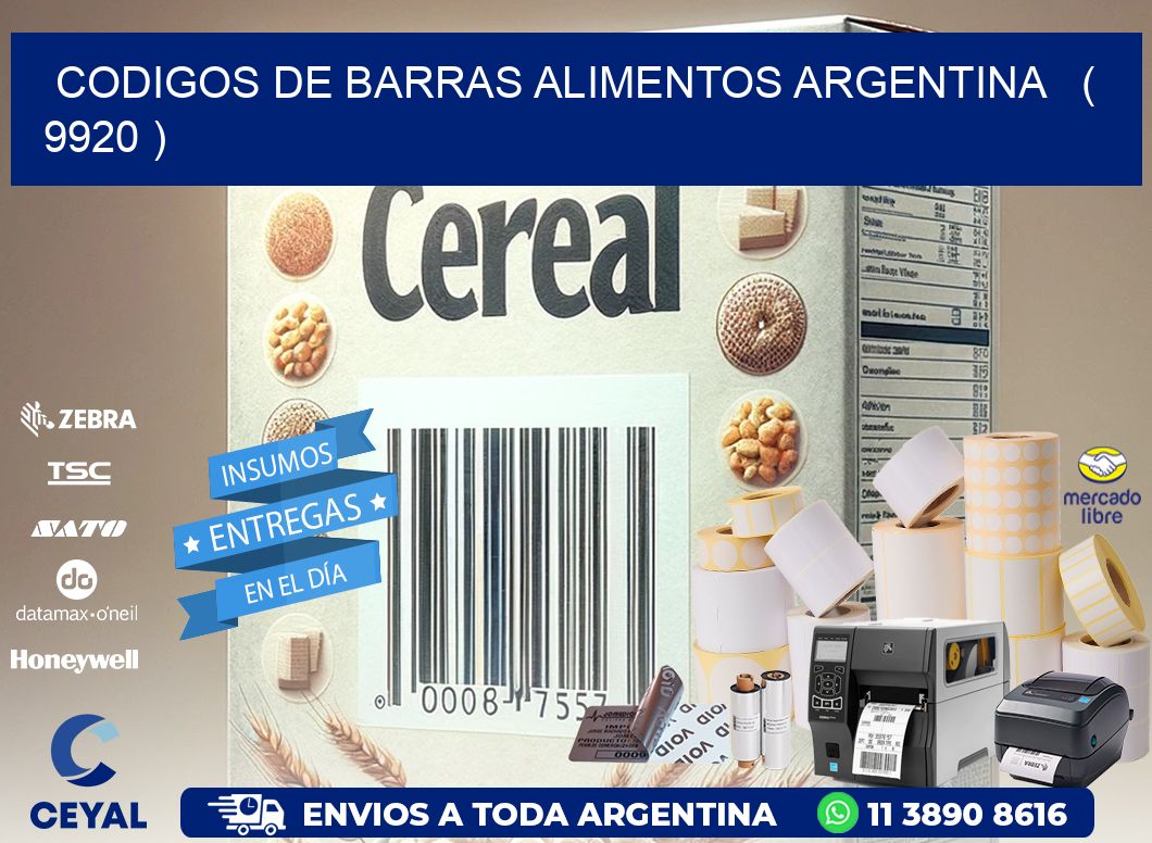 CODIGOS DE BARRAS ALIMENTOS ARGENTINA   ( 9920 )