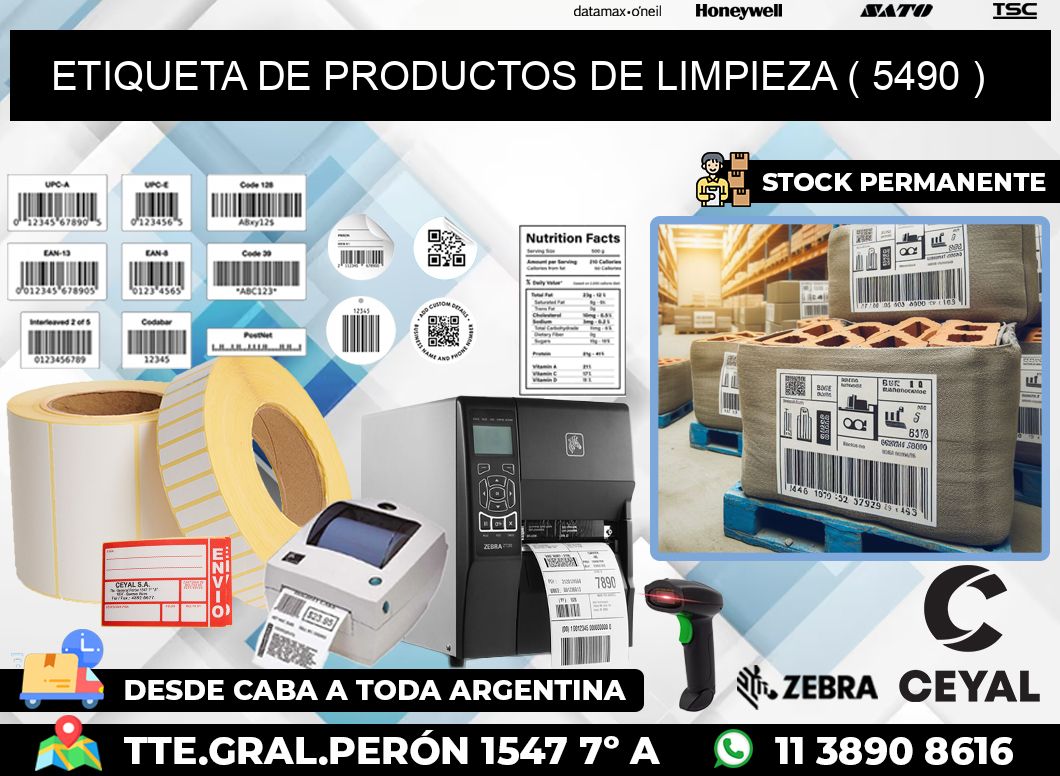 ETIQUETA DE PRODUCTOS DE LIMPIEZA ( 5490 )